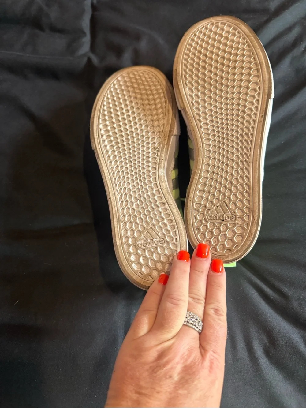 adidas Lime Green Canvas Platform Sneakers with Silver Stripes